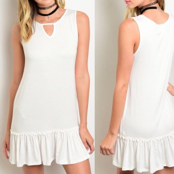 🆕🇺🇸 Off-White Ruffle Mini Tank Dress - Picture 1 of 1